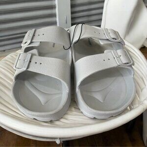 Happyo White EVA Double Buckle Sandals Lightweight Waterproof Comfort Slides 9